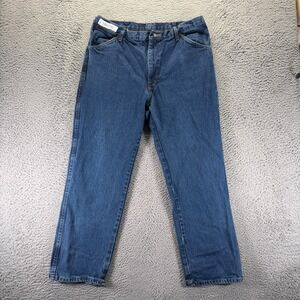 UniFirst Jeans Mens 40x30 Blue Cotton Denim Straight Dark Wash Workwear Travel